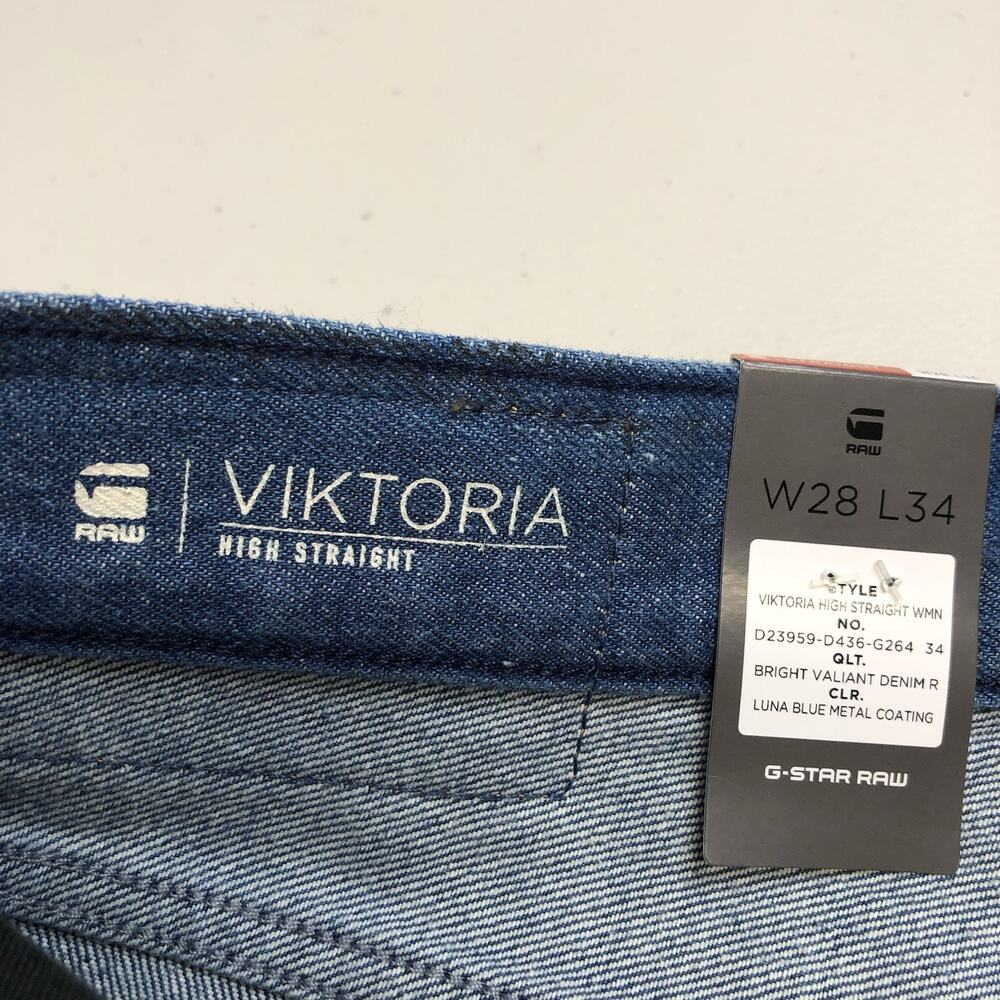 GStar Raw Viktoria High Rise Straight LUNA BLUE METAL Jeans Size 28 x 34 - Picture 8 of 12